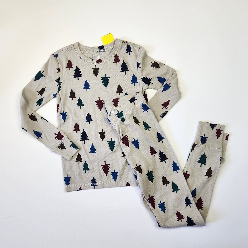 NWT Gap Kids Organic Cotton Winter Christmas Tree Print Pajama Set sz 8